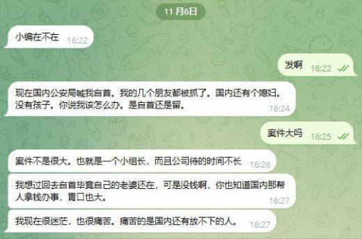 现在国内公安局喊我自首。我的几个朋友都被抓了。国内还有个媳妇。没有孩子...